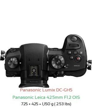 Panasonic GH5 with Panasonic Leica 42.5mm F1.2 OIS Lens Size