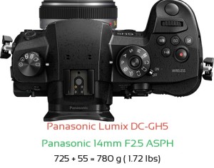 Panasonic GH5 with Panasonic 14mm F2.5 ASPH Lens Size