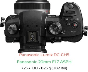 Panasonic GH5 with Panasonic 20mm F1.7 ASPH Lens Size