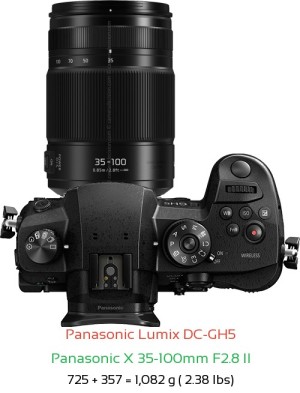 Panasonic GH5 with Panasonic X 35-100mm F2.8 II Lens Size