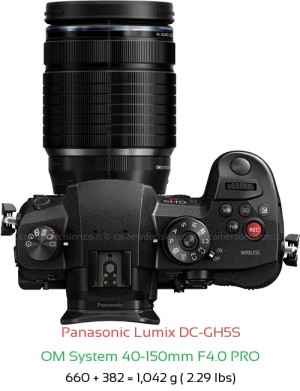 Panasonic GH5S with OM System 40-150mm F4.0 PRO Lens Size