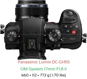 Panasonic GH5S with OM System 17mm F1.8 II Lens Size