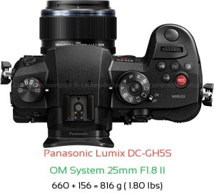 Panasonic GH5S with OM System 25mm F1.8 II Lens Size