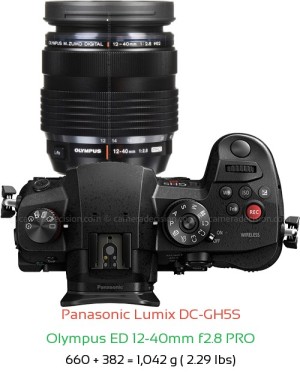 Panasonic GH5S with Olympus ED 12-40mm f2.8 PRO Lens Size