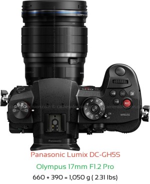 Panasonic GH5S with Olympus 17mm F1.2 Pro Lens Size