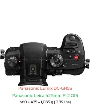 Panasonic GH5S with Panasonic Leica 42.5mm F1.2 OIS Lens Size