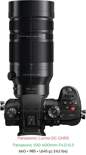Panasonic GH5S with Panasonic 100-400mm F4.0-6.3 Lens Size