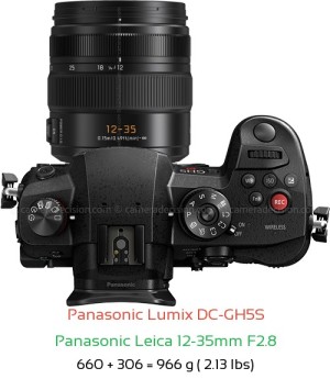 Panasonic GH5S with Panasonic Leica 12-35mm F2.8 Lens Size