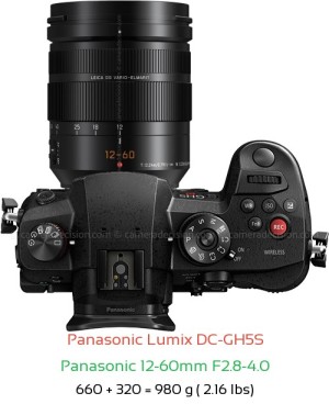 Panasonic GH5S with Panasonic 12-60mm F2.8-4.0 Lens Size