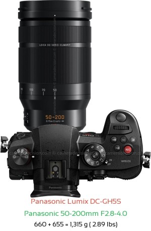 Panasonic GH5S with Panasonic 50-200mm F2.8-4.0 Lens Size