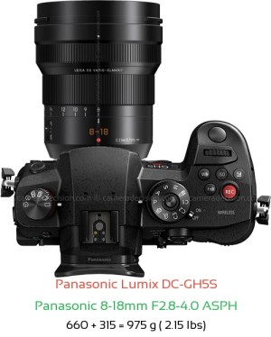 Panasonic GH5S with Panasonic 8-18mm F2.8-4.0 ASPH Lens Size