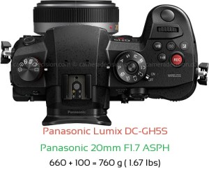 Panasonic GH5S with Panasonic 20mm F1.7 ASPH Lens Size
