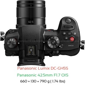Panasonic GH5S with Panasonic 42.5mm F1.7 OIS Lens Size