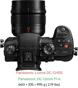 Panasonic GH5S with Panasonic DG 12mm F1.4 Lens Size