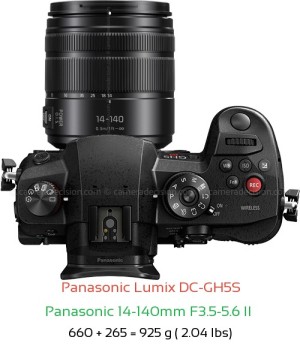 Panasonic GH5S with Panasonic 14-140mm F3.5-5.6 II  Lens Size