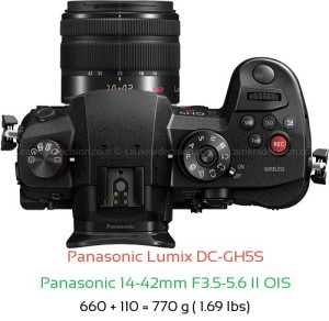 Panasonic GH5S with Panasonic 14-42mm F3.5-5.6 II OIS Lens Size