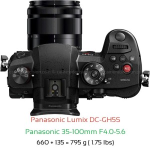 Panasonic GH5S with Panasonic 35-100mm F4.0-5.6 Lens Size