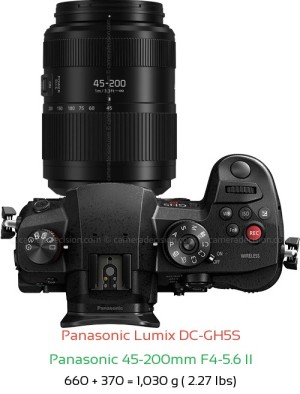 Panasonic GH5S with Panasonic 45-200mm F4-5.6 II Lens Size