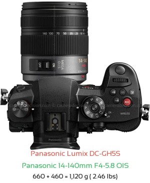 Panasonic GH5S with Panasonic 14-140mm F4-5.8 OIS Lens Size