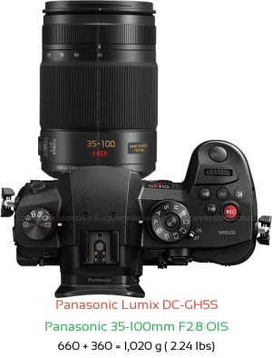 Panasonic GH5S with Panasonic 35-100mm F2.8 OIS Lens Size