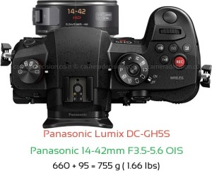 Panasonic GH5S with Panasonic 14-42mm F3.5-5.6 OIS Lens Size