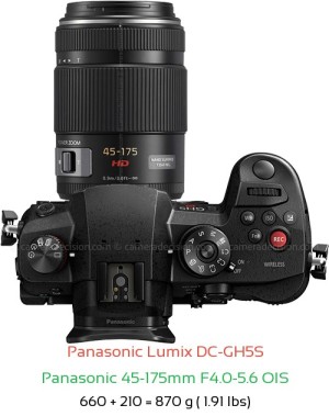 Panasonic GH5S with Panasonic 45-175mm F4.0-5.6 OIS Lens Size