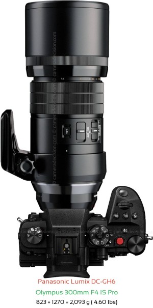 Panasonic GH6 with Olympus 300mm F4 IS Pro Lens Size
