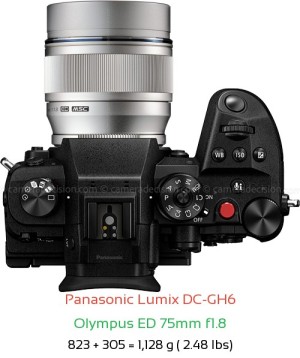 Panasonic GH6 with Olympus ED 75mm f1.8 Lens Size