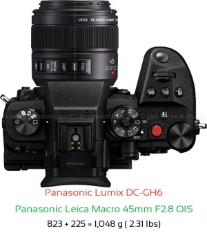 Panasonic GH6 with Panasonic Leica Macro 45mm F2.8 OIS Lens Size