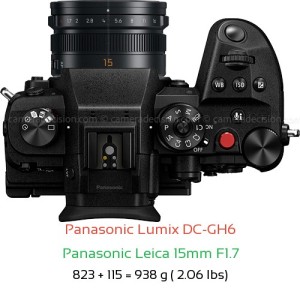 Panasonic GH6 with Panasonic Leica 15mm F1.7 Lens Size