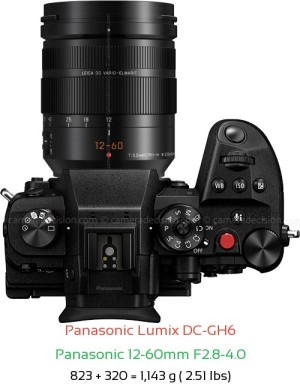 Panasonic GH6 with Panasonic 12-60mm F2.8-4.0 Lens Size