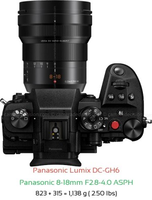 Panasonic GH6 with Panasonic 8-18mm F2.8-4.0 ASPH Lens Size