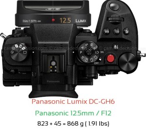 Panasonic GH6 with Panasonic 12.5mm / F12 Lens Size