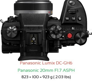 Panasonic GH6 with Panasonic 20mm F1.7 ASPH Lens Size