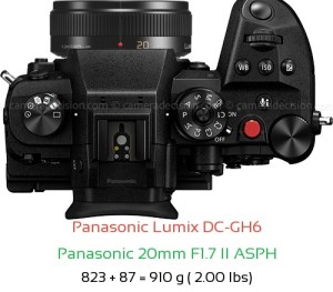 Panasonic GH6 with Panasonic 20mm F1.7 II ASPH Lens Size