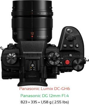 Panasonic GH6 with Panasonic DG 12mm F1.4 Lens Size