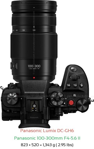 Panasonic GH6 with Panasonic 100-300mm F4-5.6 II Lens Size