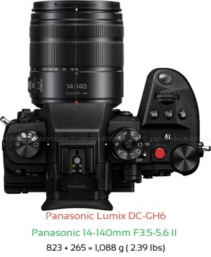 Panasonic GH6 with Panasonic 14-140mm F3.5-5.6 II  Lens Size