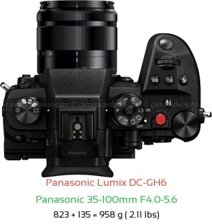 Panasonic GH6 with Panasonic 35-100mm F4.0-5.6 Lens Size