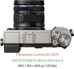 Panasonic GX9 with OM SYSTEM 9-18mm f4.0-5.6 II Lens Size
