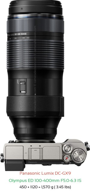 Panasonic GX9 with Olympus ED 100-400mm F5.0-6.3 IS Lens Size