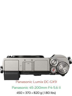 Panasonic GX9 with Panasonic 45-200mm F4-5.6 II Lens Size