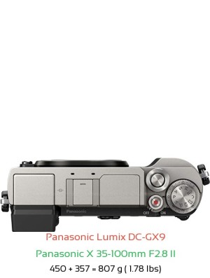 Panasonic GX9 with Panasonic X 35-100mm F2.8 II Lens Size