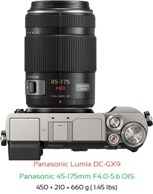 Panasonic GX9 with Panasonic 45-175mm F4.0-5.6 OIS Lens Size