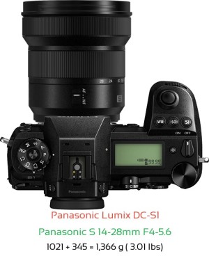 Panasonic S1 with Panasonic S 14-28mm F4-5.6 Lens Size