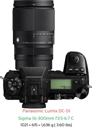 Panasonic S1 with Sigma 16-300mm f3.5-6.7 C Lens Size