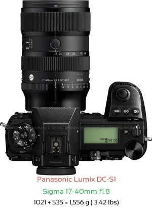 Panasonic S1 with Sigma 17-40mm f1.8 Lens Size