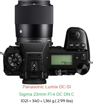 Panasonic S1 with Sigma 23mm F1.4 DC DN C Lens Size