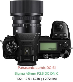Panasonic S1 with Sigma 45mm F2.8 DG DN C Lens Size