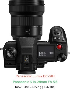 Panasonic S1H with Panasonic S 14-28mm F4-5.6 Lens Size